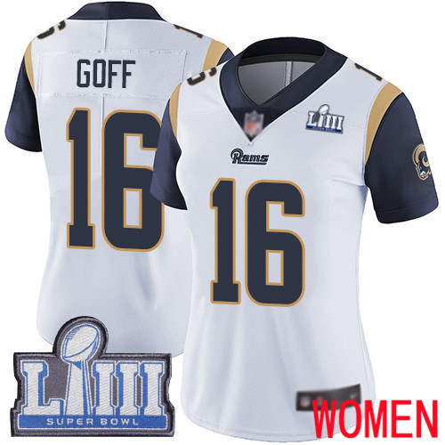 Los Angeles Rams Limited White Women Jared Goff Road Jersey NFL Football #16 Super Bowl LIII Bound Vapor Untouchable